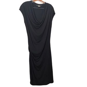 Michael Kors Black Ruched Sides Cowl Neck Cap Sleeves Dress Size S/P